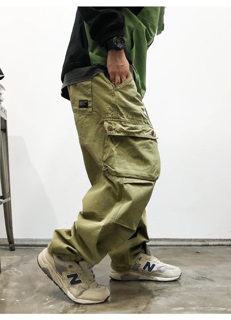Tactical Straight Leg Elastic Waist Pants , - Streetwear Pants - Slick Street