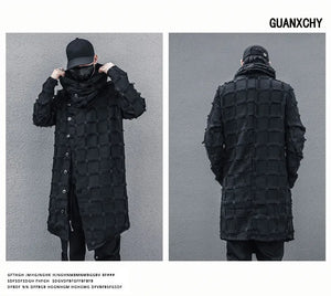Mist Black Turtleneck Gothic Coat , - Streetwear Coat - Slick Street