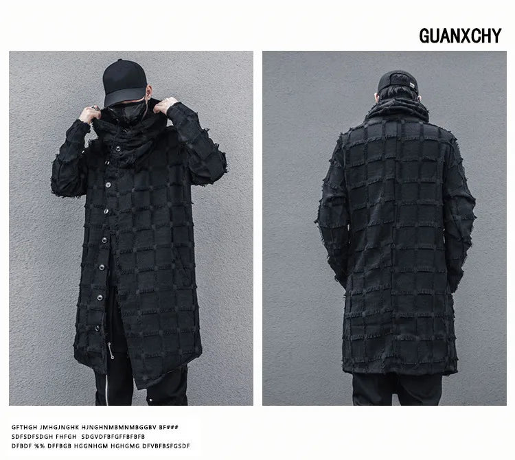 Mist Black Turtleneck Gothic Coat , - Streetwear Coat - Slick Street