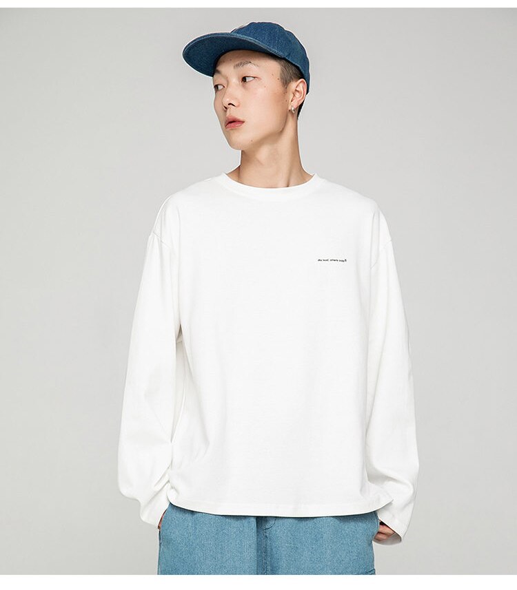 We lead, others copy© Casual Solid Long Sleeve , - Streetwear T-Shirts - Slick Street