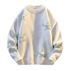 Pentagram Star Shaped Knitted Sweater , - Streetwear Sweater - Slick Street
