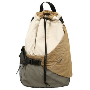 Two Tone Drawstring Backpack Beige, - Streetwear Bag - Slick Street