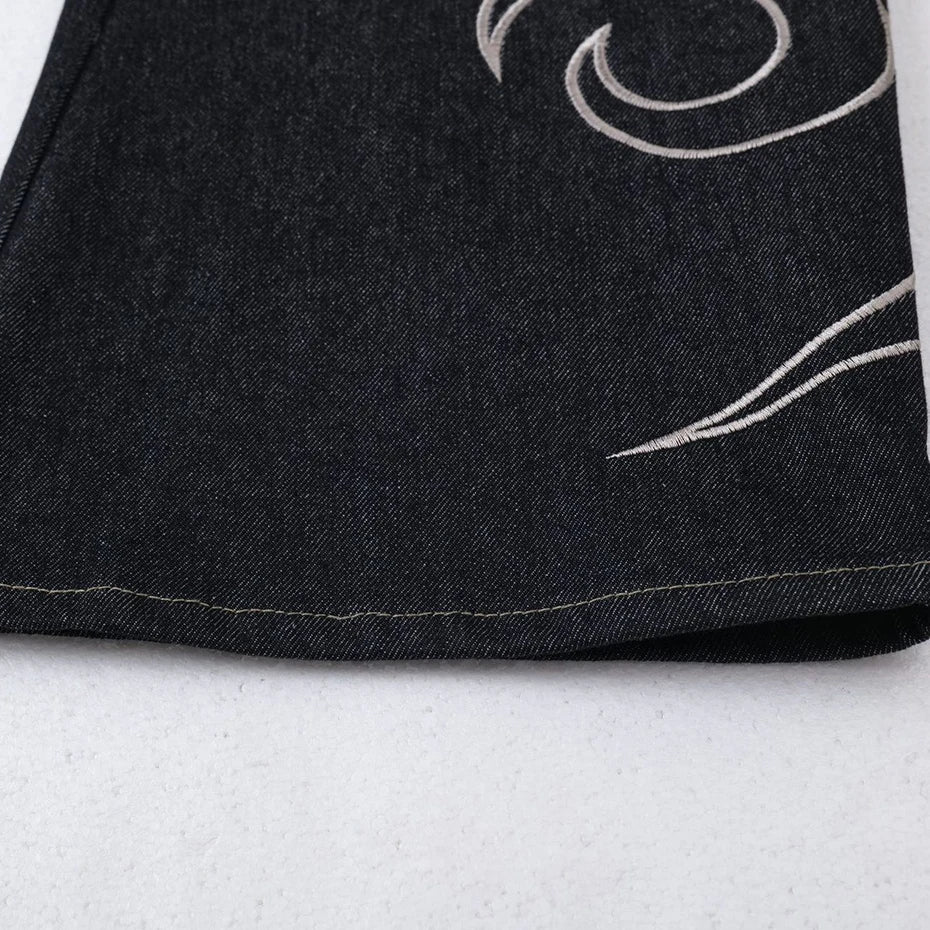 Embroidery 'Arch' Baggy Jeans , - Streetwear Jeans - Slick Street