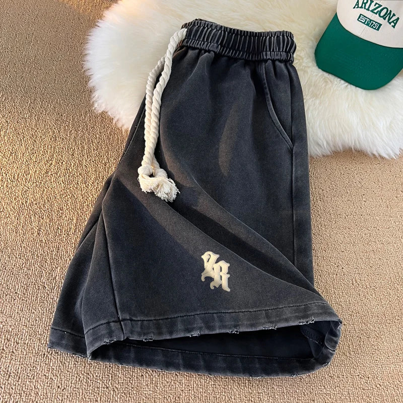 Gothic Washed Knee Length Shorts ,  - Streetwear Shorts - Slick Street