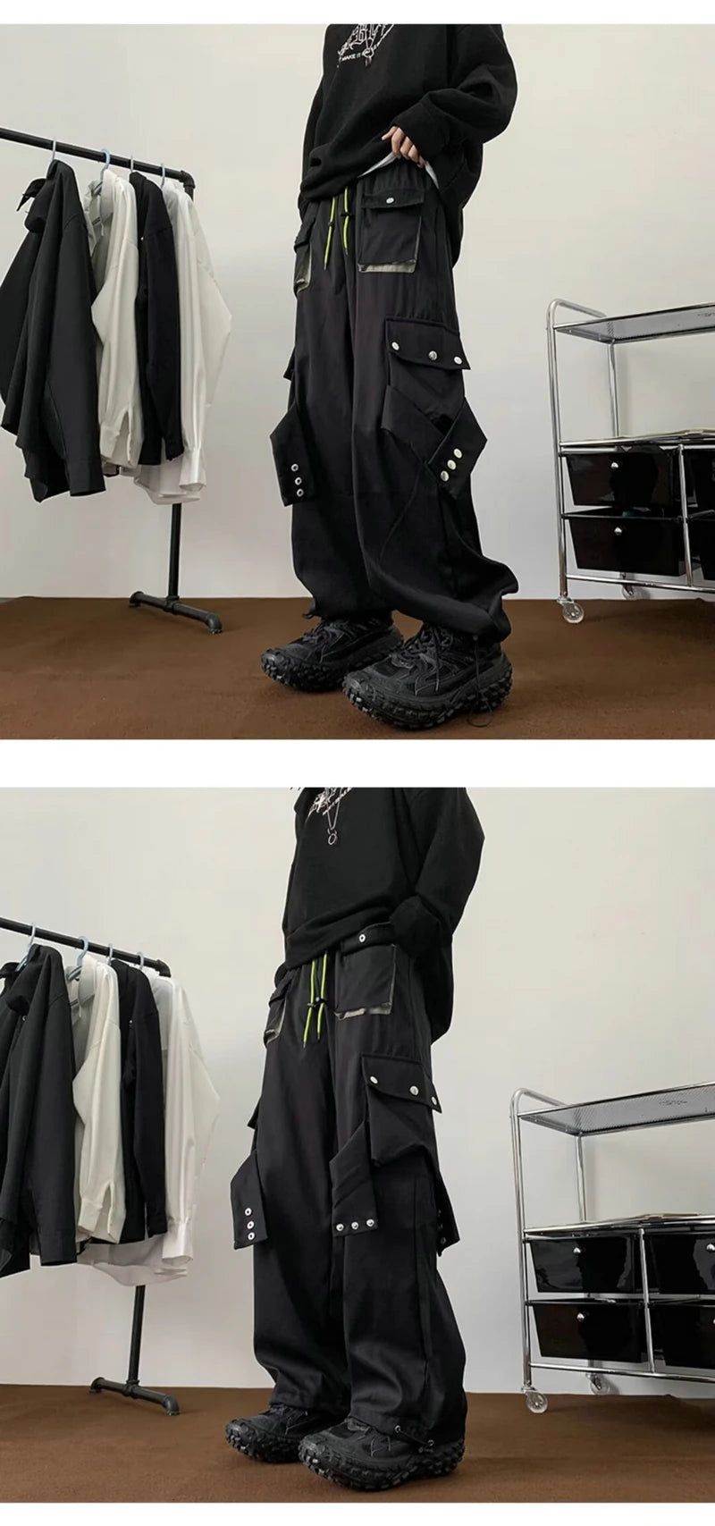 Multi Pockets Button-Up Streetwear Pants , - Streetwear Pants - Slick Street