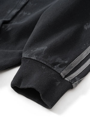 Coal Black Striped Sleeves Hoodie , - Streetwear Hoodie - Slick Street