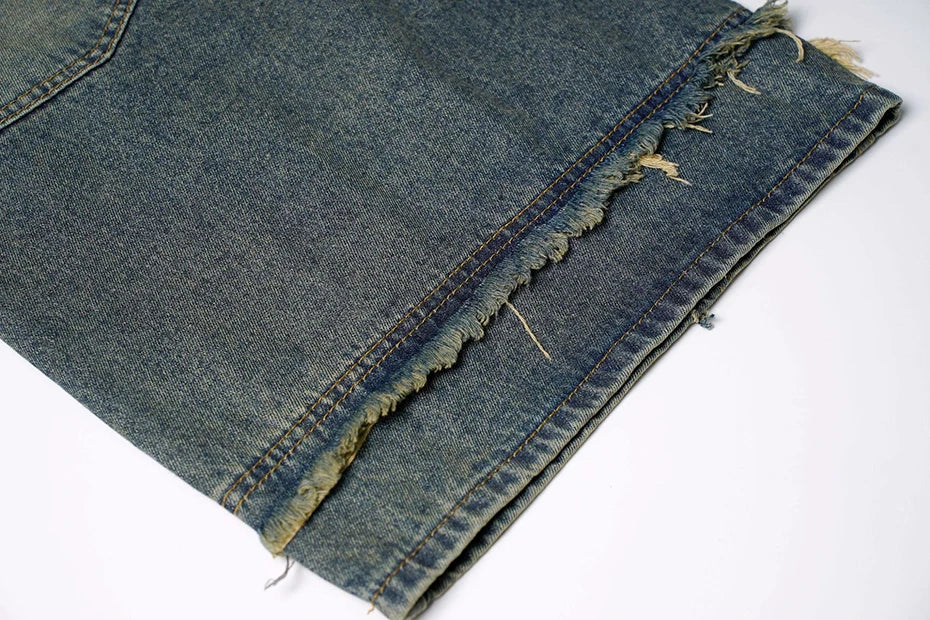 Vintage Loose Distressed Denim Shorts , - Streetwear Shorts - Slick Street