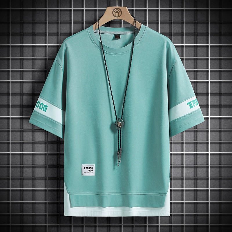 EPSOOG YPY Color Contrast T-Shirt Sky Blue, M - Streetwear T-Shirt - Slick Street