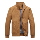 Plain Color Checkered Style Jacket Khaki, M - Streetwear Jacket - Slick Street