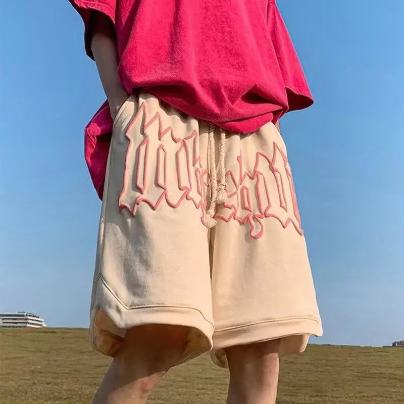 Drawstring Letter Printing Casual Loose Shorts ,  - Streetwear Shorts - Slick Street