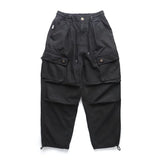 Tactical Straight Leg Elastic Waist Pants Navy blue, XXS - Streetwear Pants - Slick Street