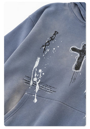 Crucifix Cross Graphic Pullover Hoodie , - Streetwear Hoodie - Slick Street