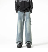 Side Coil Button Design Jeans Light Blue, XS - Streetwear Jeans - Slick Street
