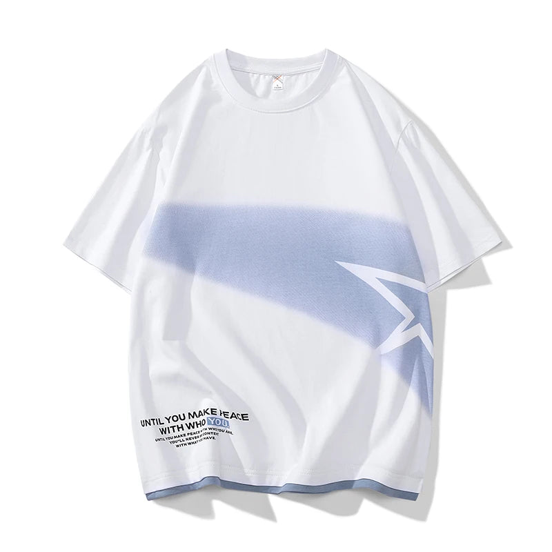 Falling Star Short Sleeves Loose T-Shirt White, XS - Streetwear T-Shirt - Slick Street