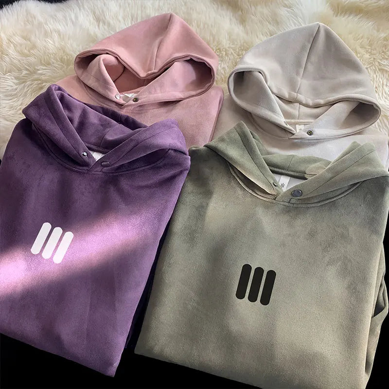 Glyph Vertical Bar Suede Hoodie , - Streetwear Hoodie - Slick Street