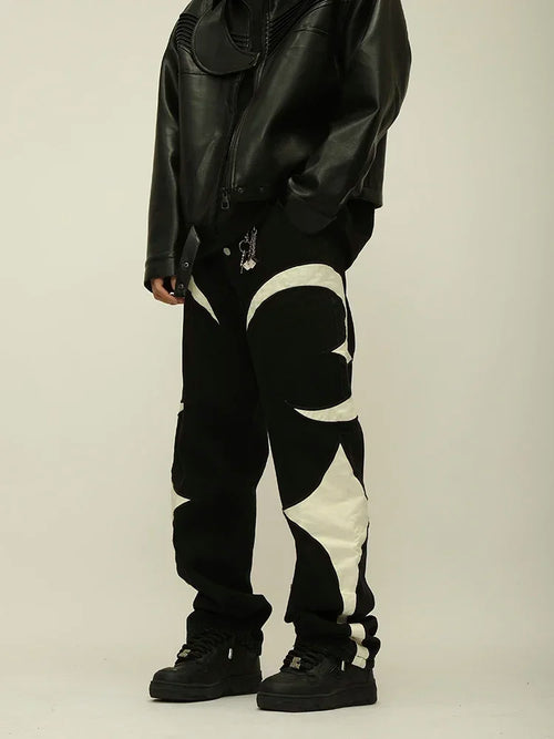 StripeLine- Baggy Black Cargo Pants