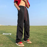 Solid Color Oversized Cargo Pants Black, M - Streetwear Pants - Slick Street