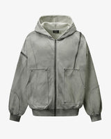 T2 Rivet Zipper Hoodie Gray, S - Streetwear Hoodie - Slick Street