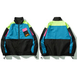 Multi Color Block Patchwork Pocket Jacket Black, M - Streetwear Jacket - Slick Street