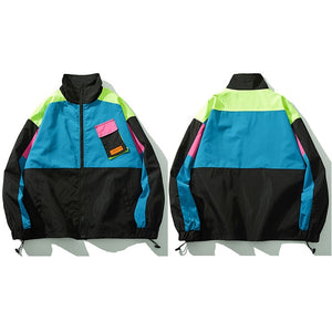 Multi Color Block Patchwork Pocket Jacket Black, M - Streetwear Jacket - Slick Street