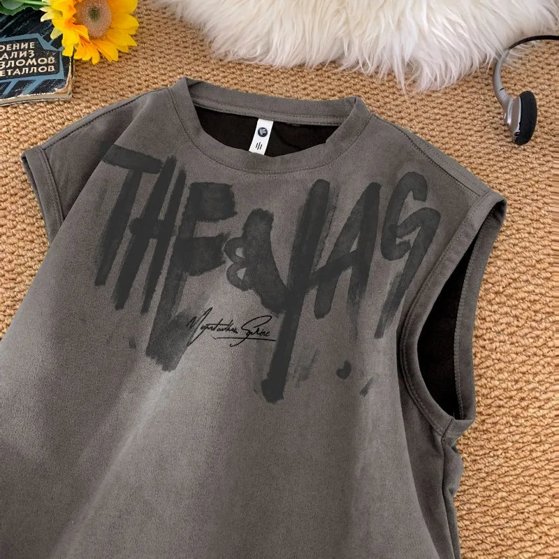 Basketball Vest Sleeveless Loose T-Shirt Gray, XS - Streetwear T-Shirt - Slick Street