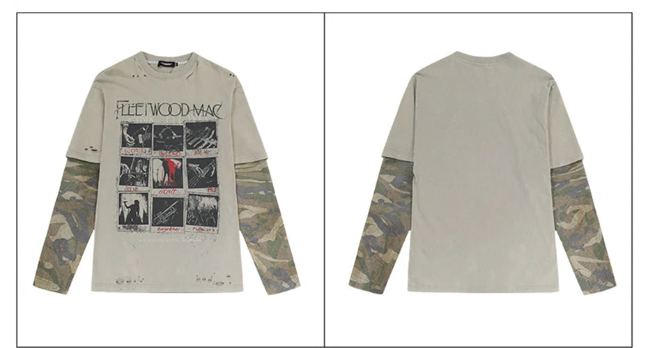 Fleetwood Mac Camo Long Sleeve T-Shirt , - Streetwear T-Shirt - Slick Street