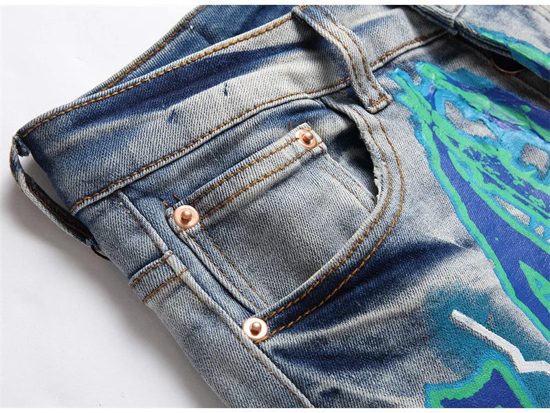 SAVAGE Letters Lightning Ripped Pants , - Streetwear Pants - Slick Street