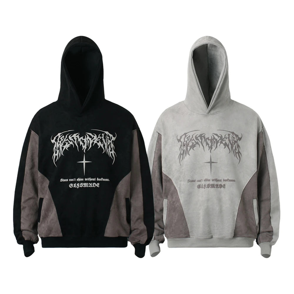 Stars Can t Shine Without Darkness Patchwork Hoodie Slick Street