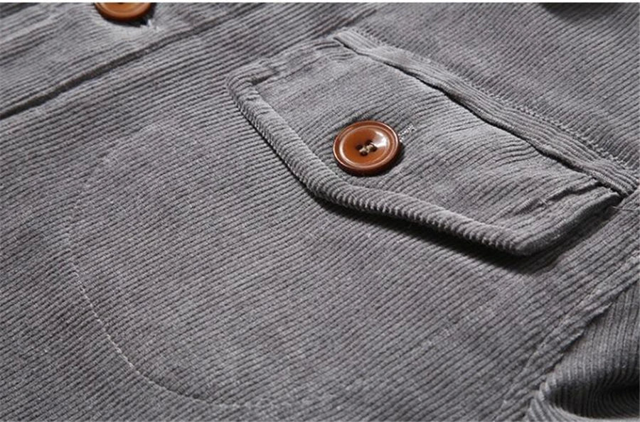Corduroy Button Up Fleece Jacket , - Streetwear Jacket - Slick Street