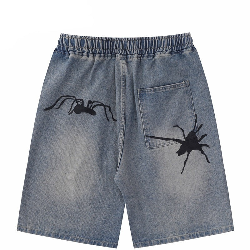 Tarantula Spider Graphic Denim Shorts ,  - Streetwear Shorts - Slick Street