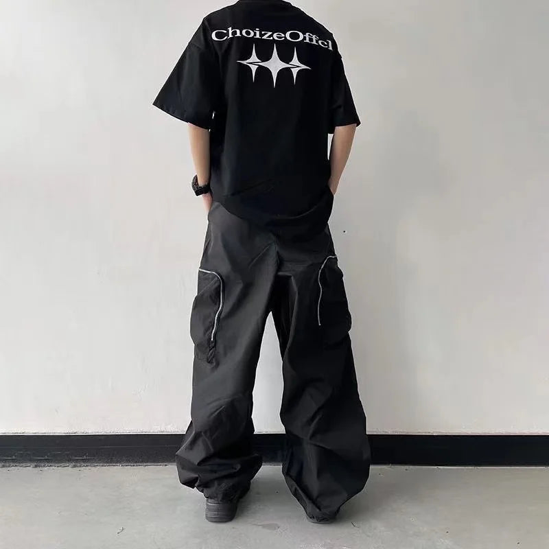 Large Knee Pocket Baggy Pants , - Streetwear Pants - Slick Street