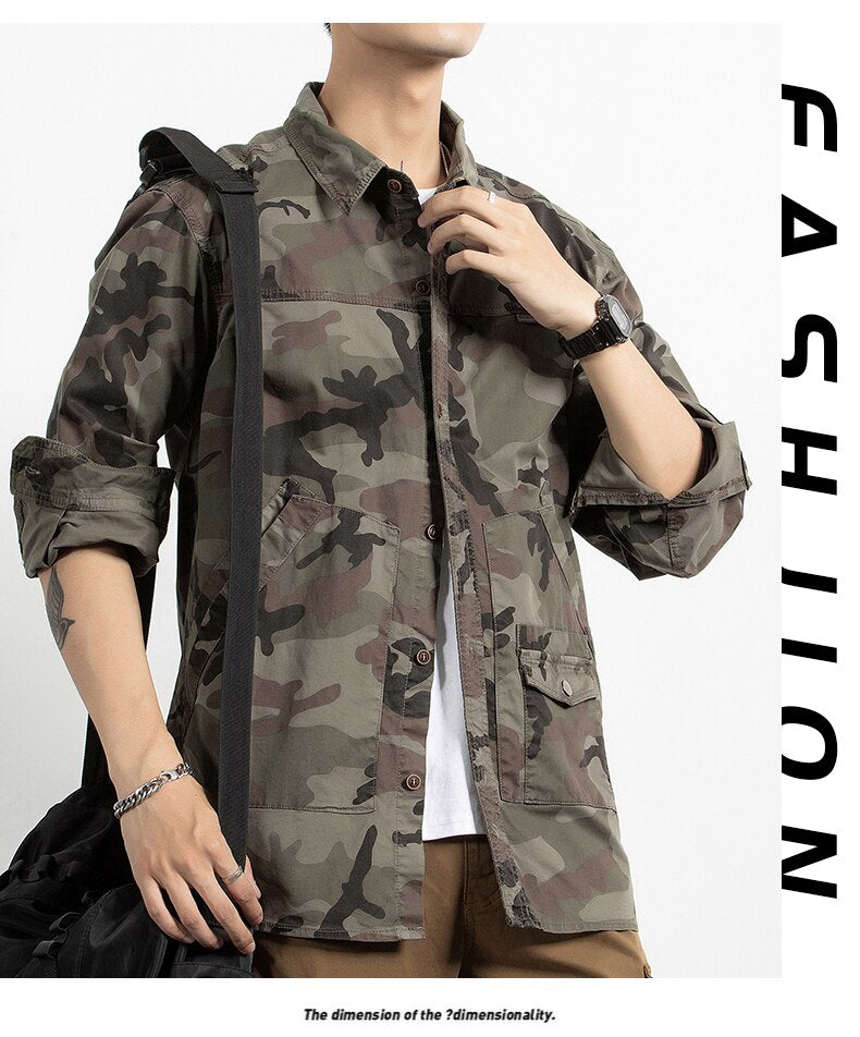 Classic Safari Camo Style Patch Pocket Jacket ,  - Streetwear Jacket - Slick Street