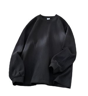 Waffle Knit Long Sleeve Sweater , - Streetwear Sweater - Slick Street