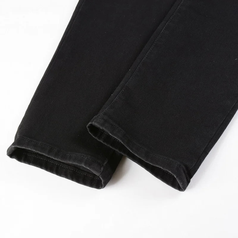 Black Distressed Tapered Skinny Pants , - Streetwear Pants - Slick Street