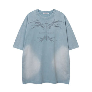 Vintage Shadow knit Wear T-Shirt Blue, XS - Streetwear T-Shirts - Slick Street