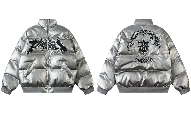 Slick 'Glow Syn' Puffer Jacket Silver, L - Streetwear Jackets - Slick Street