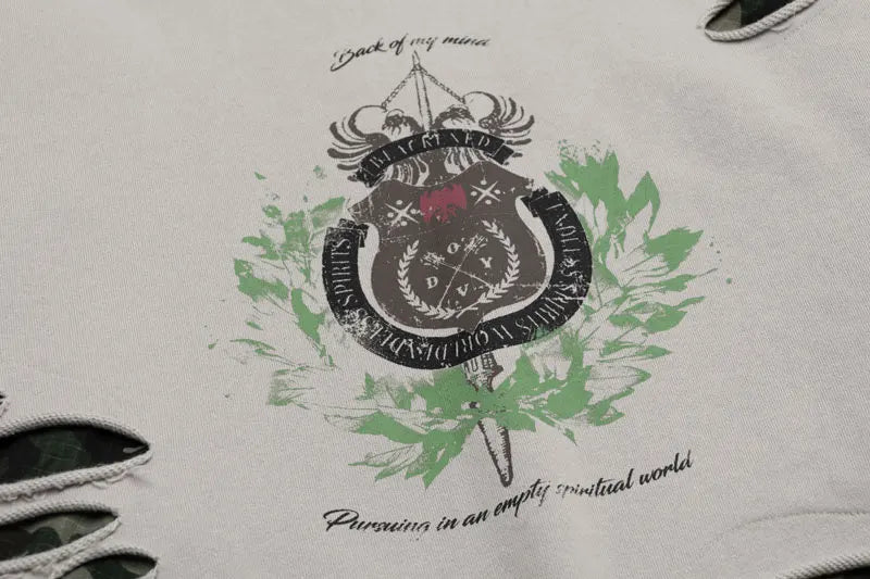 Vintage Ripped Hole Elastic Waist Hoodie ,  - Streetwear Hoodie - Slick Street