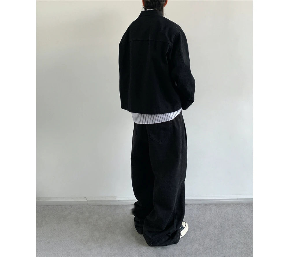 Plain Color Cropped Jacket , - Streetwear Jacket - Slick Street