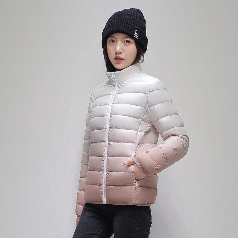 Duplex Ombre Ultra Light Puffer Jacket Pink, S - Streetwear Jacket - Slick Street