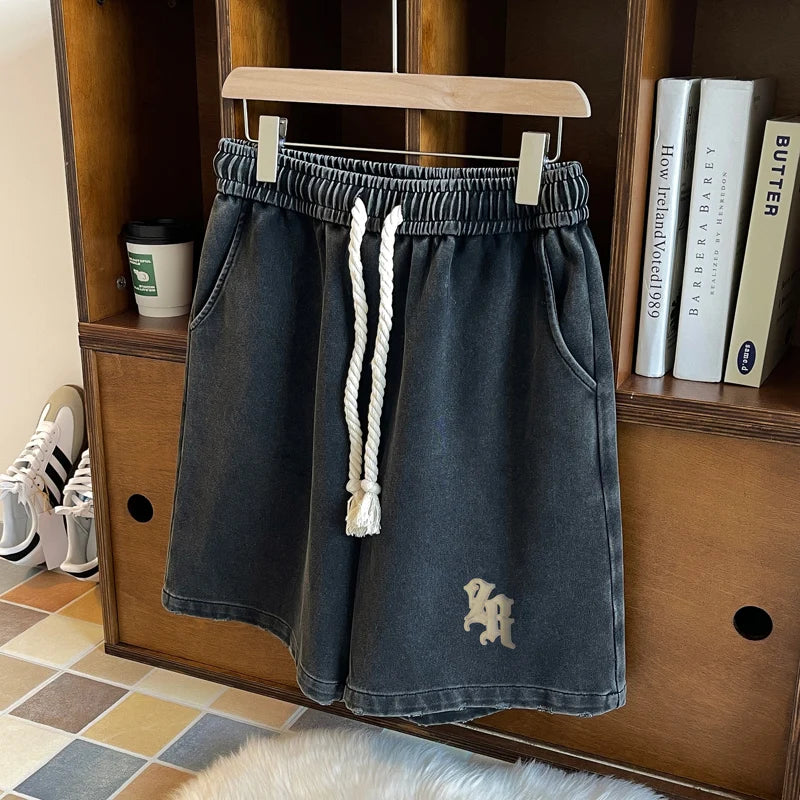 Gothic Washed Knee Length Shorts ,  - Streetwear Shorts - Slick Street