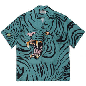 Wild Beast Tiger Shirt Green, S - Streetwear Shirt - Slick Street