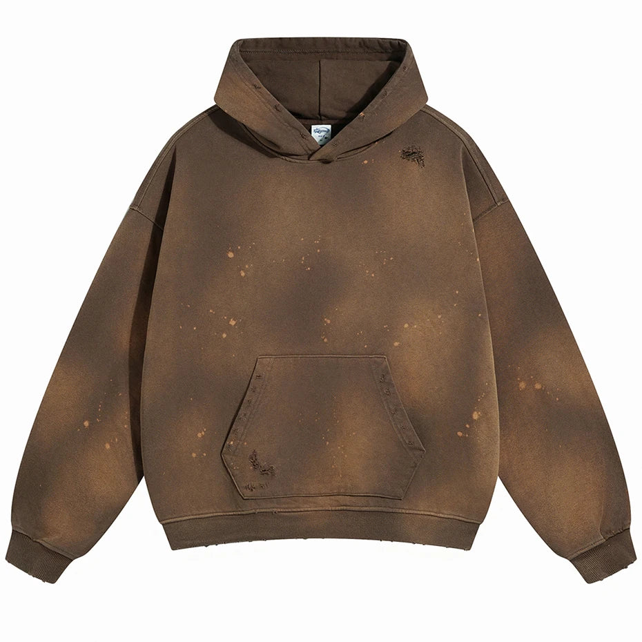 Iso Splash Abstract Pullover Hoodie Brown, S - Streetwear Hoodie - Slick Street