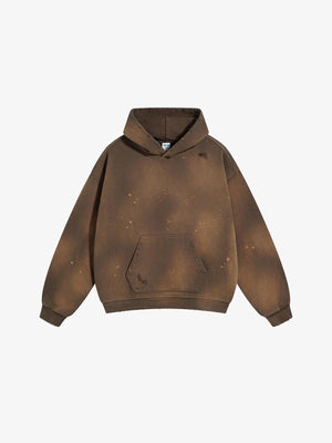 Iso Splash Abstract Oversized Pullover Hoodie Brown, XS - Streetwear Hoodie - Slick Street