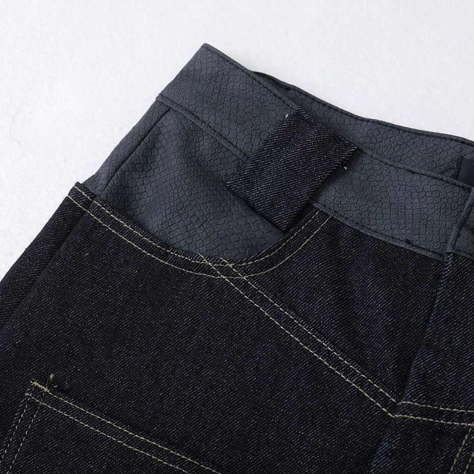 Embroidery 'Arch' Baggy Jeans , - Streetwear Jeans - Slick Street