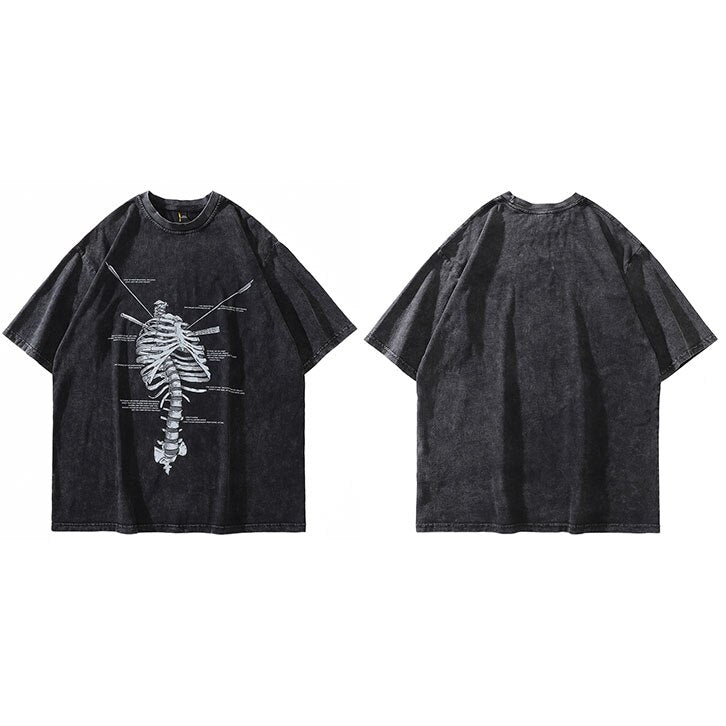 Charcoal The sternum Diagram T-Shirt Black, M - Streetwear T-Shirt - Slick Street