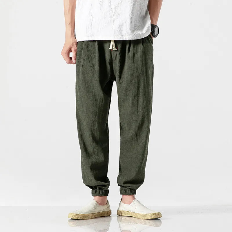 Drawstring Cropped Elastic Waist Casual Pants Molv, M - Streetwear Pants - Slick Street