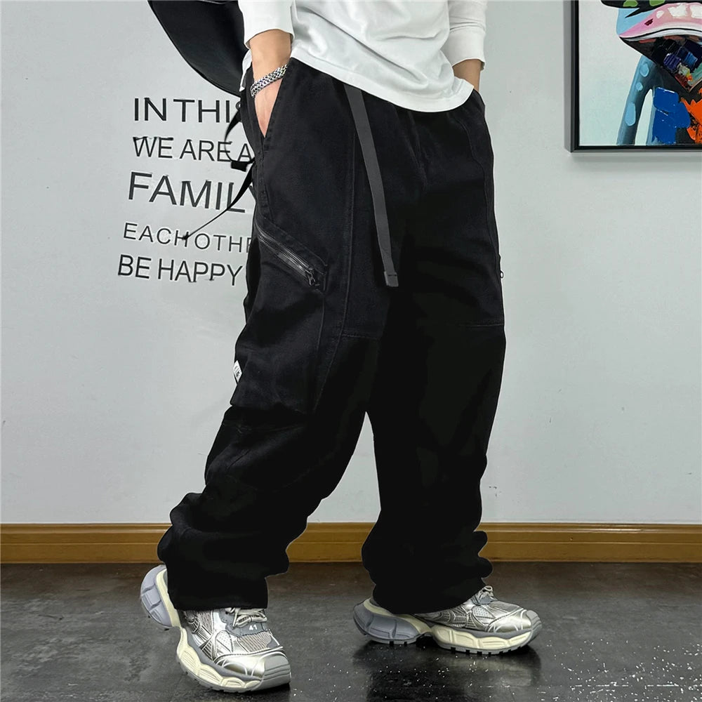 Multi-Pocket Cargo Baggy Pants Black, XXS - Streetwear Pants - Slick Street