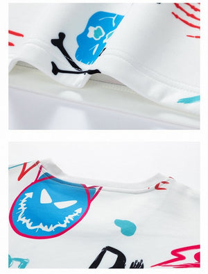 Devil Laugh With Multi Emoticons O-Neck T-Shirts , - Streetwear T-Shirts - Slick Street