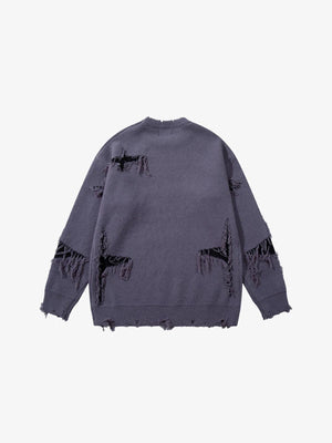 Skull Star Knitted Sweatshirt , - Streetwear Sweatshirts - Slick Street