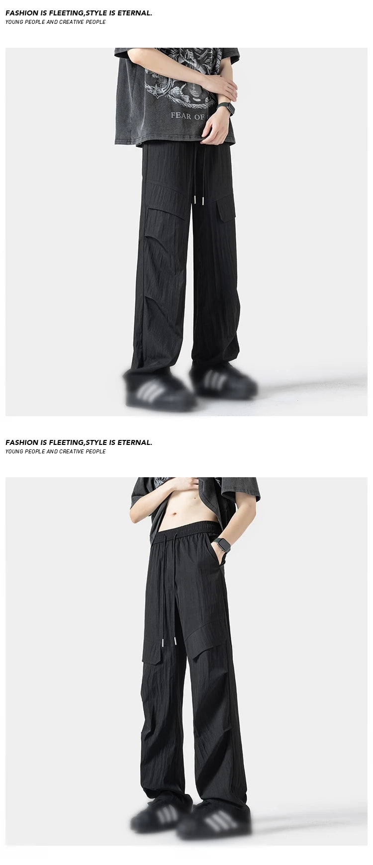 Plain Color Outdoor Straight Pants , - Streetwear Pants - Slick Street